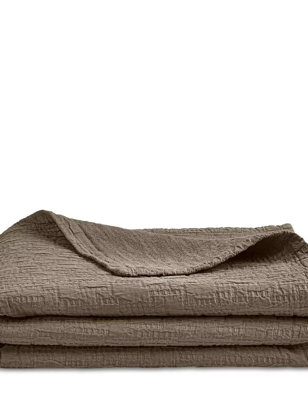 Hudson Park Truffle Brown Textured Italian Matelasse King Coverlet Cotton Italy